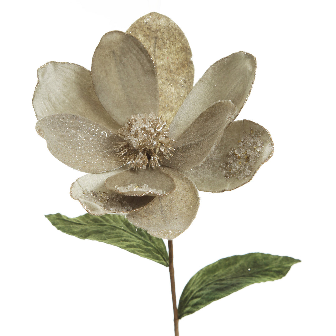 Sage Mixed Petal Magnolia Flower Stem with Beads