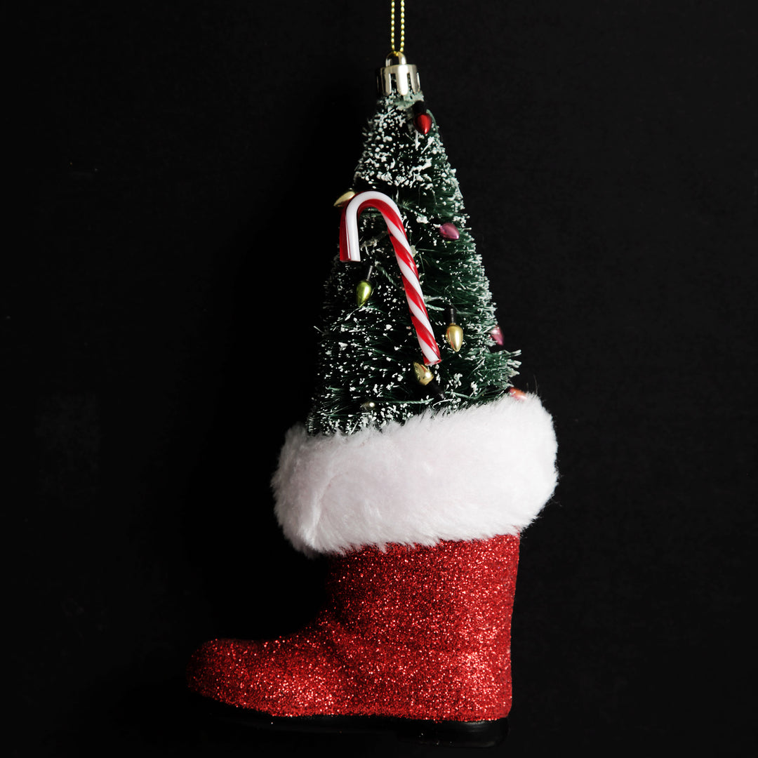 Santa Boot with Tree Hanging Decoration