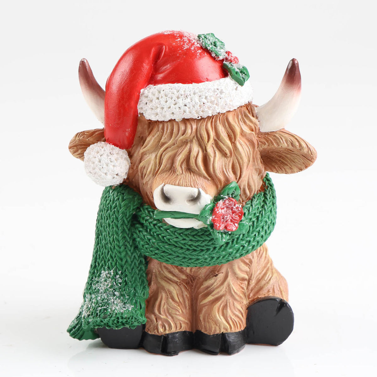 Santa Hat Christmas Highland Cow Ornament - 15cm