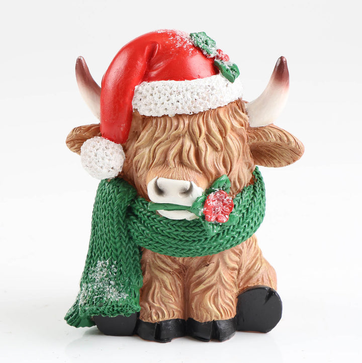 Santa Hat Christmas Highland Cow Ornament - 15cm