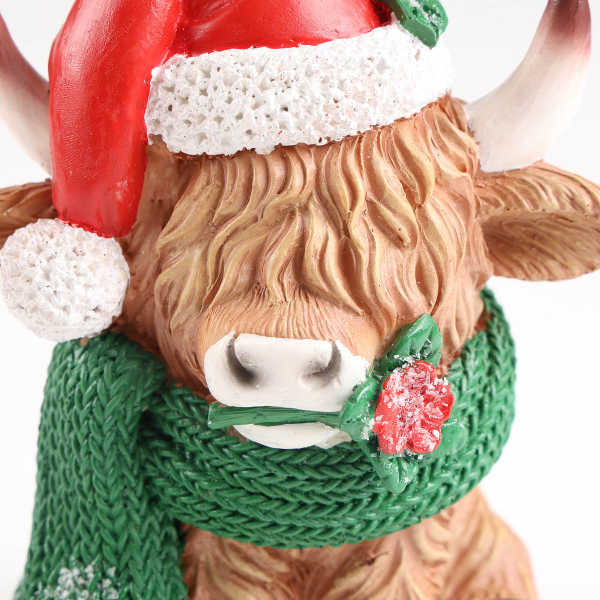 Santa Hat Christmas Highland Cow Ornament - 15cm