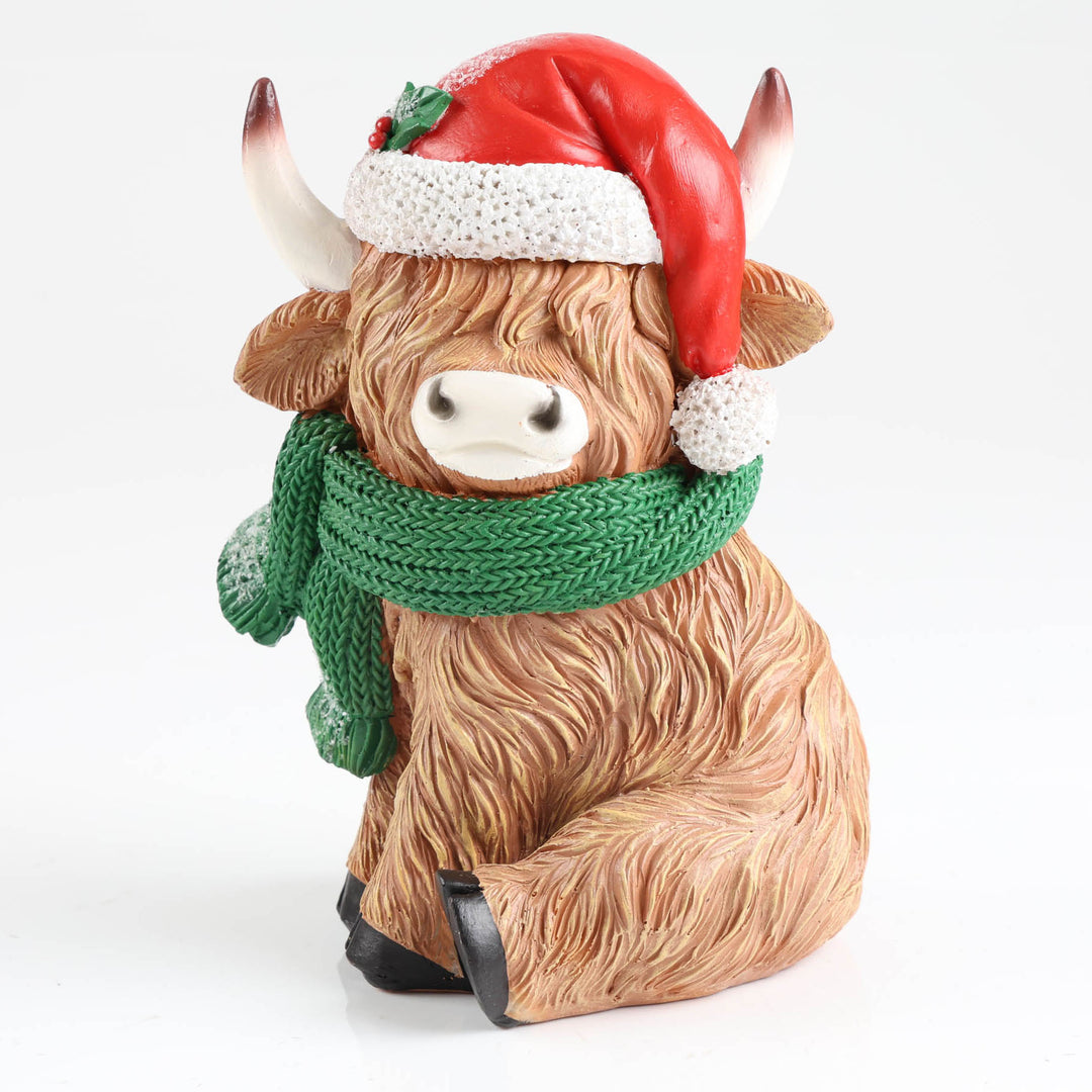 Santa Hat Christmas Highland Cow Ornament - 20cm