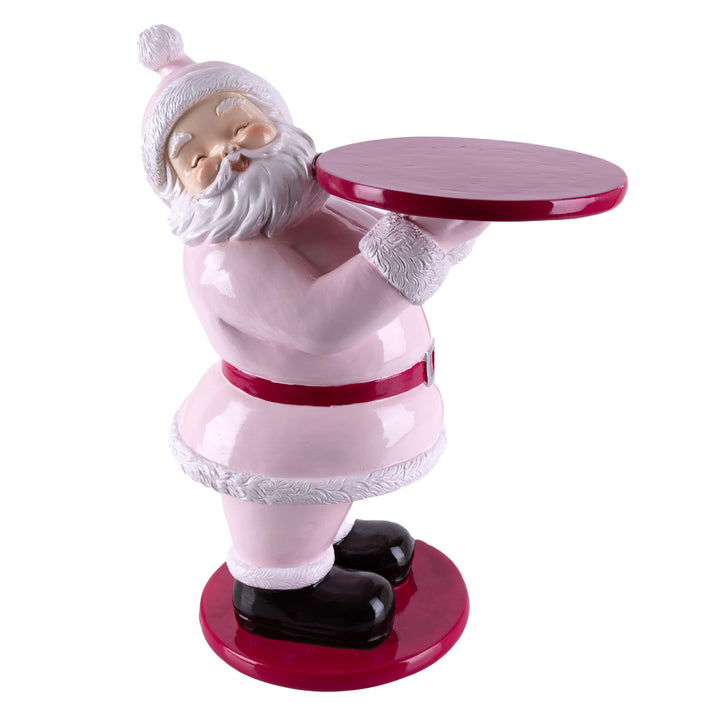 Santa Holding Butler Tray Pink Christmas Ornament - 43cm(H)