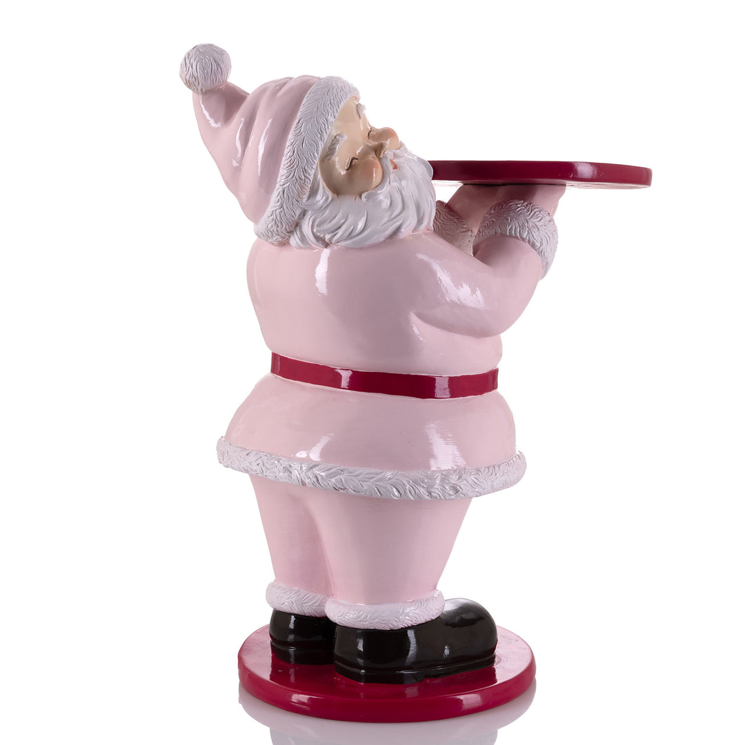 Santa Holding Butler Tray Pink Christmas Ornament - 43cm(H)