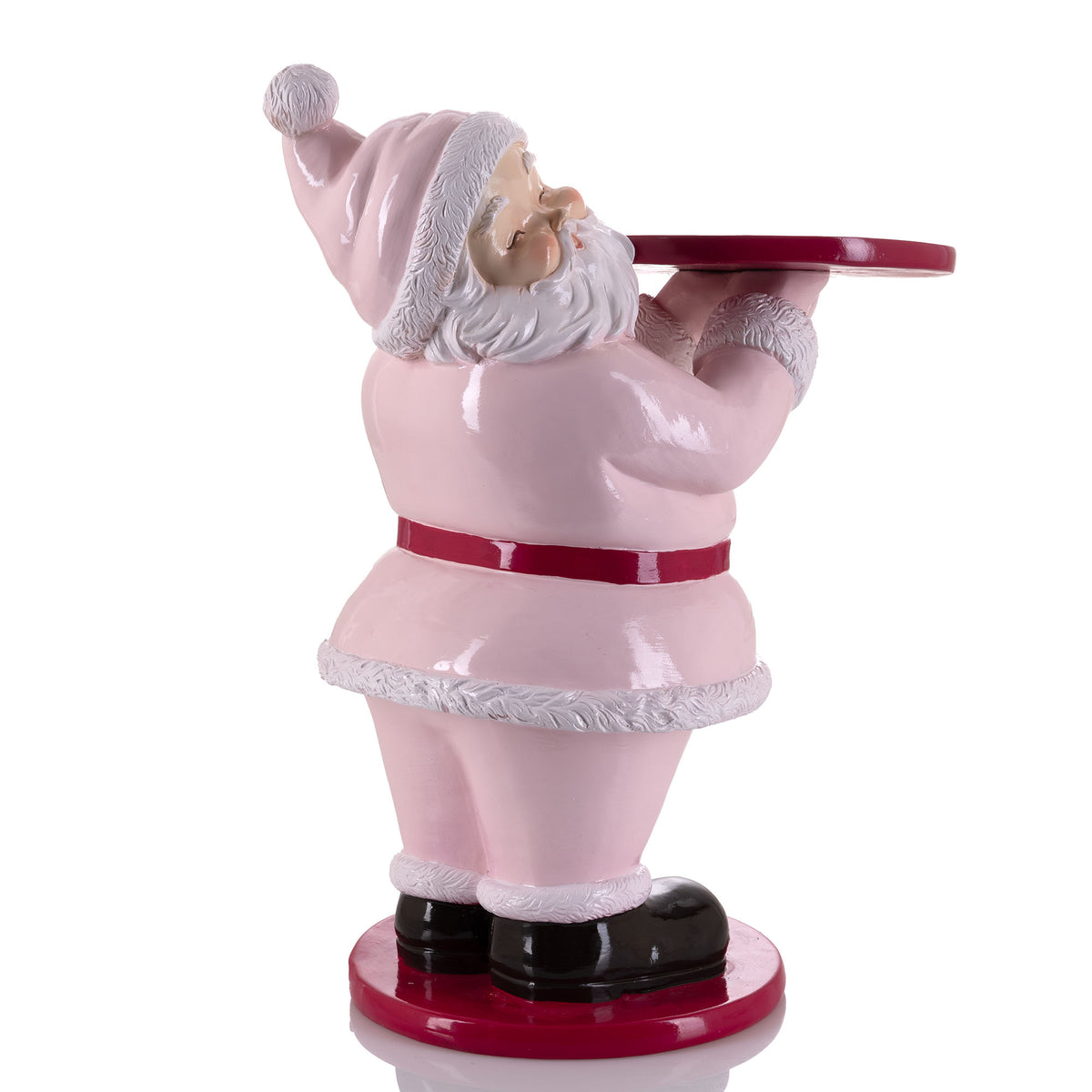 Santa Holding Butler Tray Pink Christmas Ornament - 43cm(H)