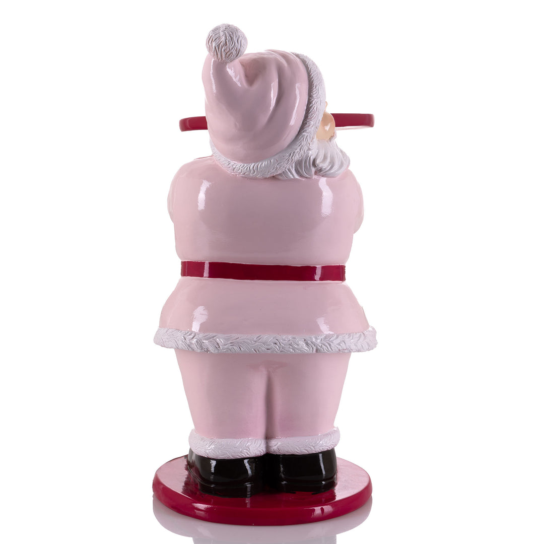Santa Holding Butler Tray Pink Christmas Ornament - 43cm(H)