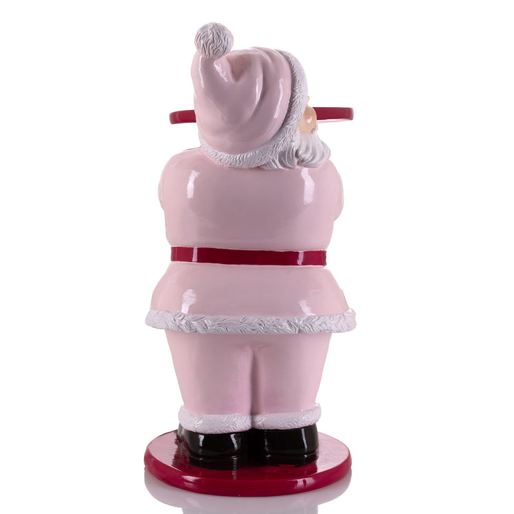 Santa Holding Butler Tray Pink Christmas Ornament - 43cm(H)