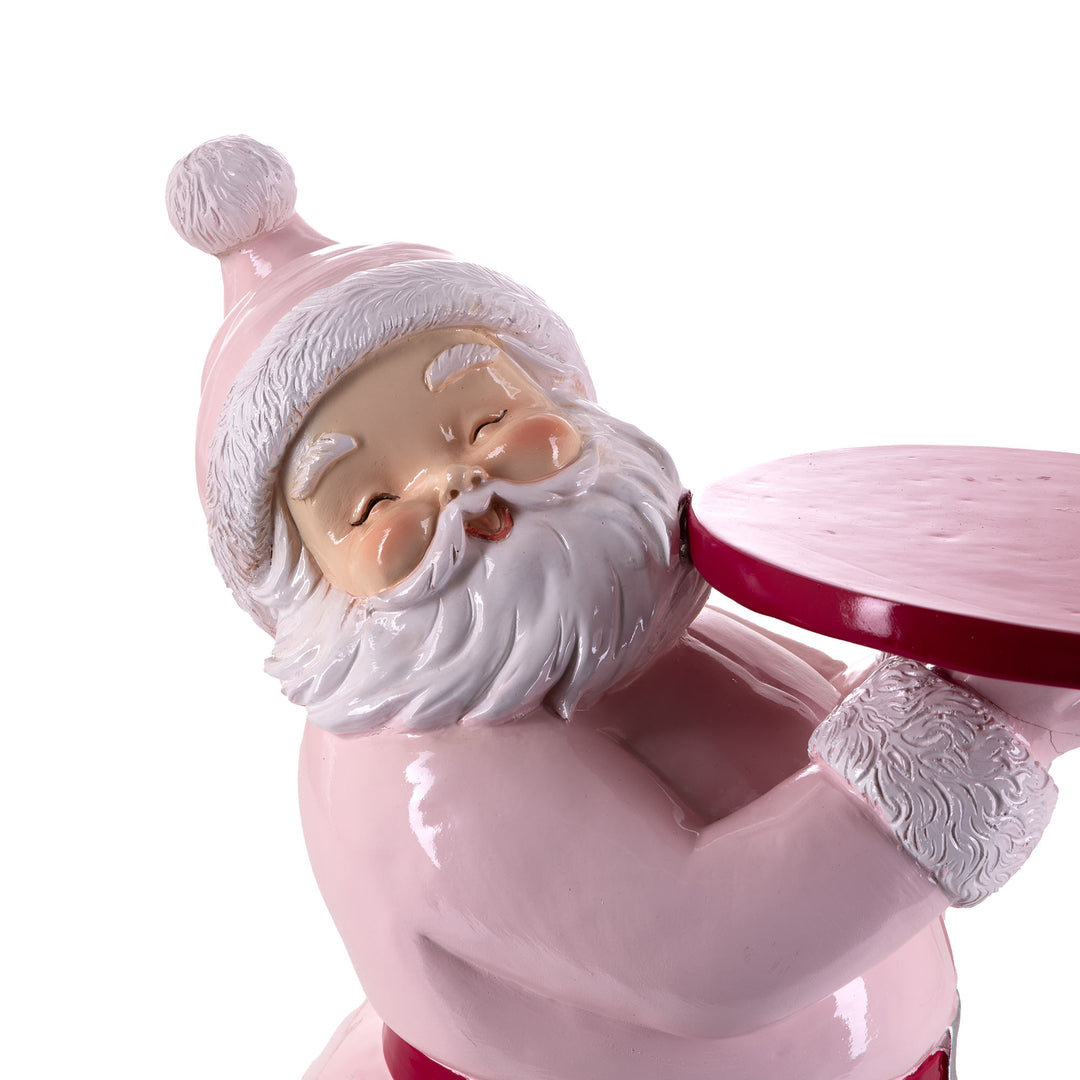Santa Holding Butler Tray Pink Christmas Ornament - 43cm(H)
