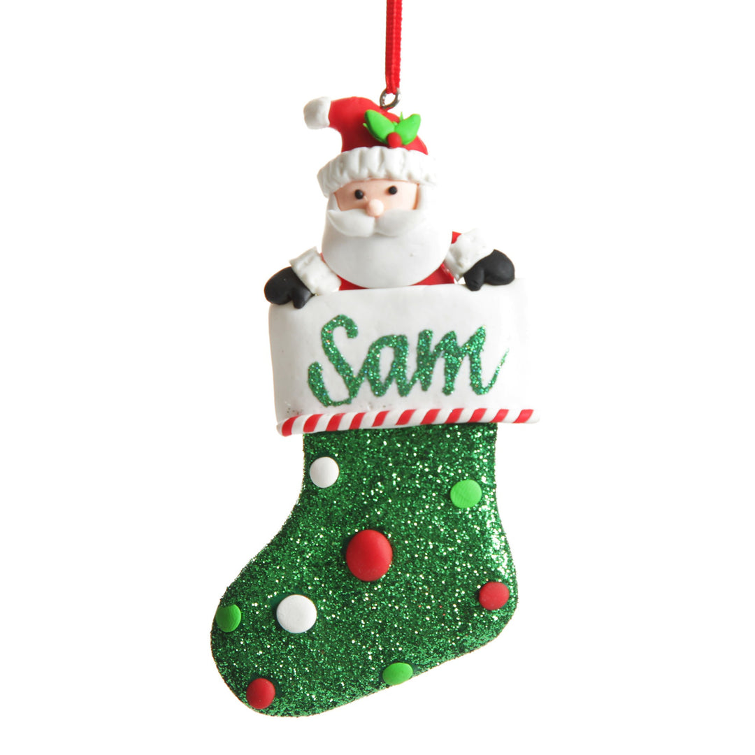 Santa in Glitter Stocking Decoration