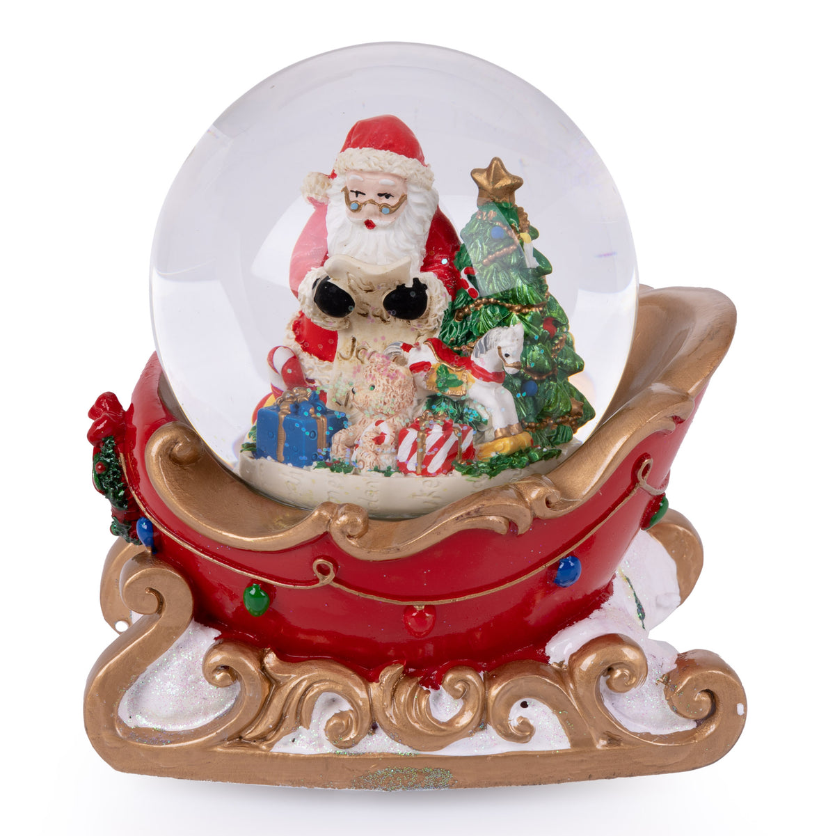 Santa Sleigh Musical Christmas Snowglobe