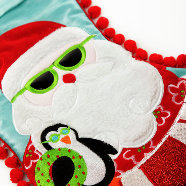 Pom Pom Beach Santa Stocking - Detail