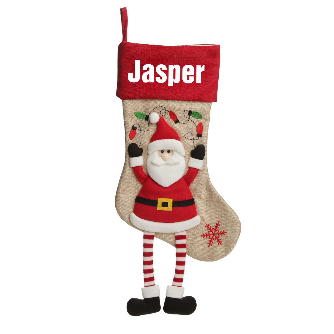 Personalised Santa Christmas Stocking with Dangly Legs