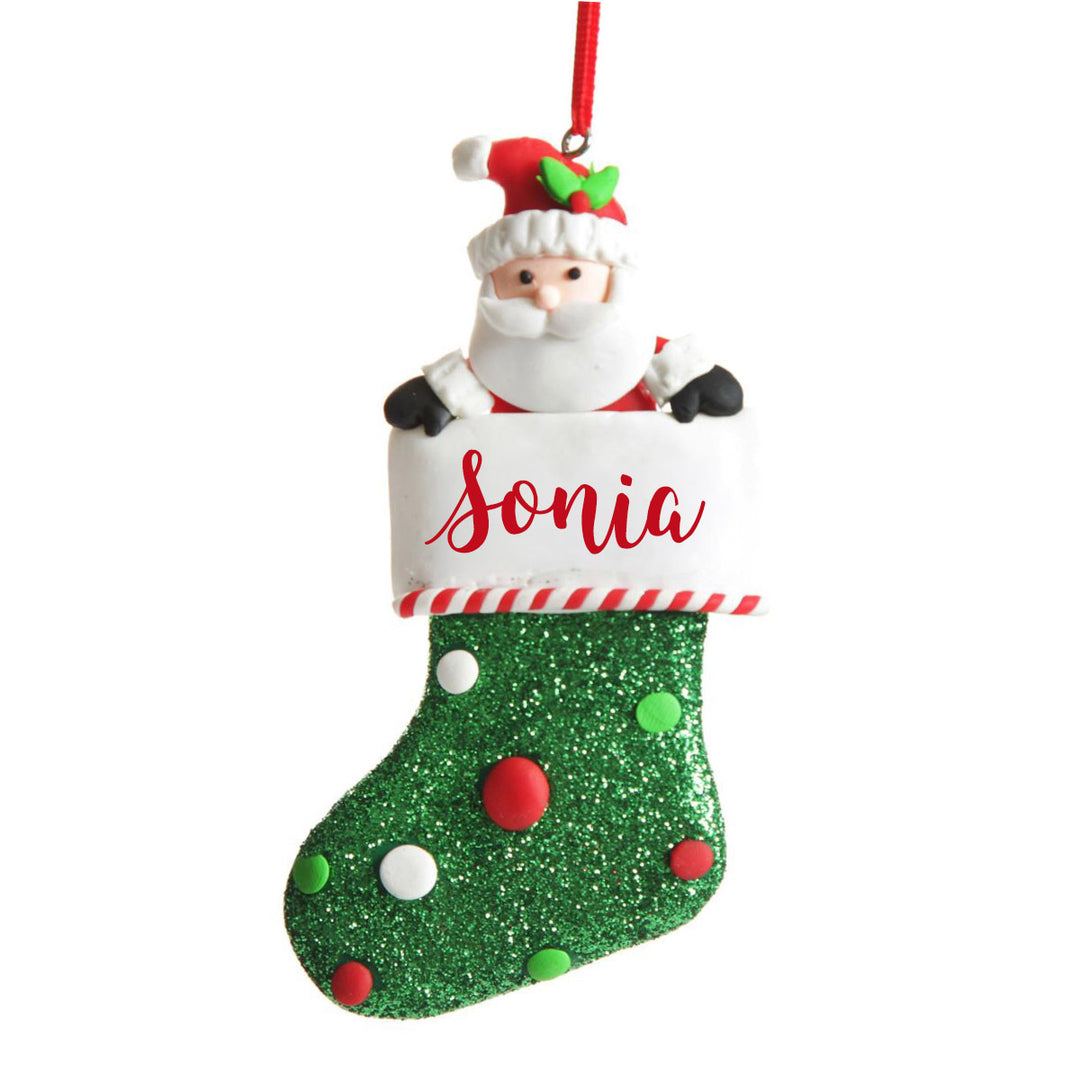 Santa in Glitter Stocking Decoration