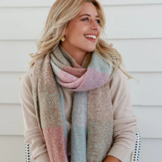 Pink Mink Knit Wrap Scarf