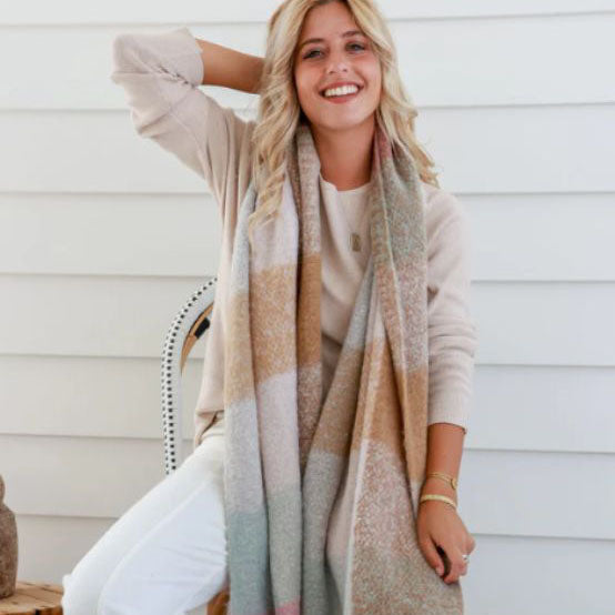 Pink Mink Knit Wrap Scarf