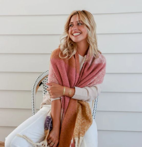 Vintage Rose Knit Wrap Scarf