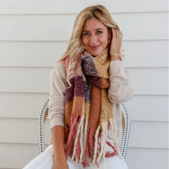 Vintage Rose Knit Wrap Scarf