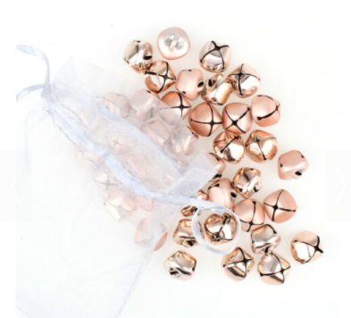 Rose Gold Mini Jingle Bell Decorations - Bag of 15