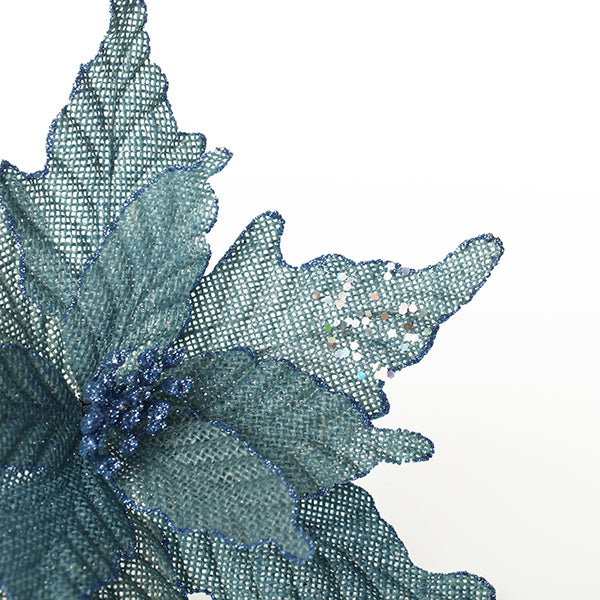 Seafoam Blue Burlap Flower - Detail
