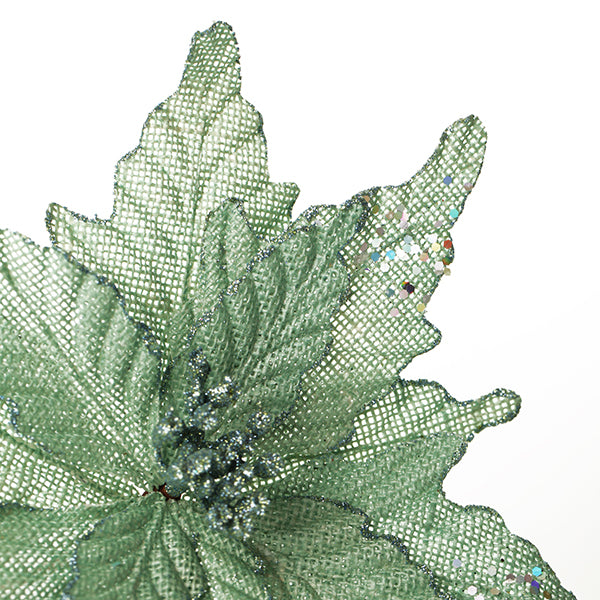 Seafoam Green Burlap Flower - Detail