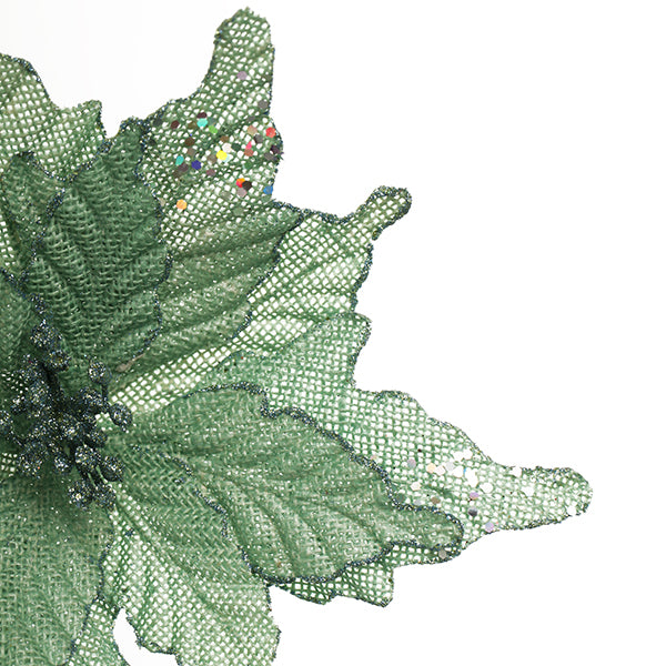 Seafoam Green Burlap Flower - Detail