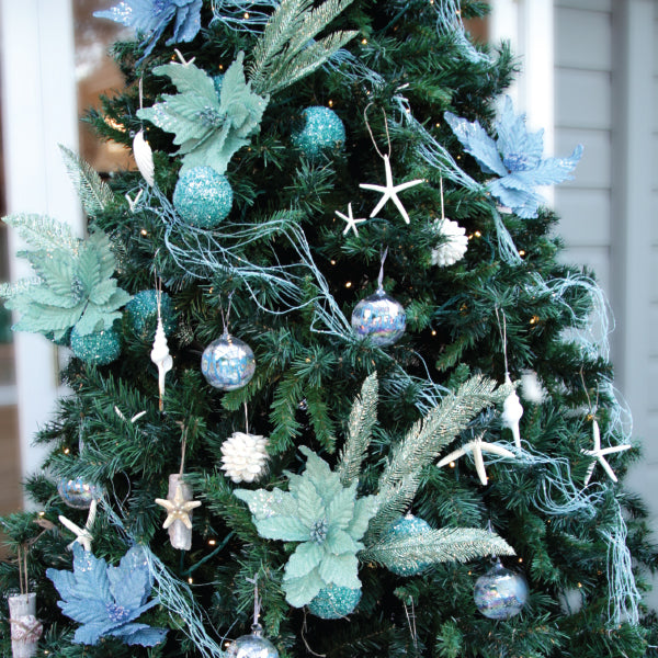Seafoam Blue Burlap Flower in Christmas by the Sea