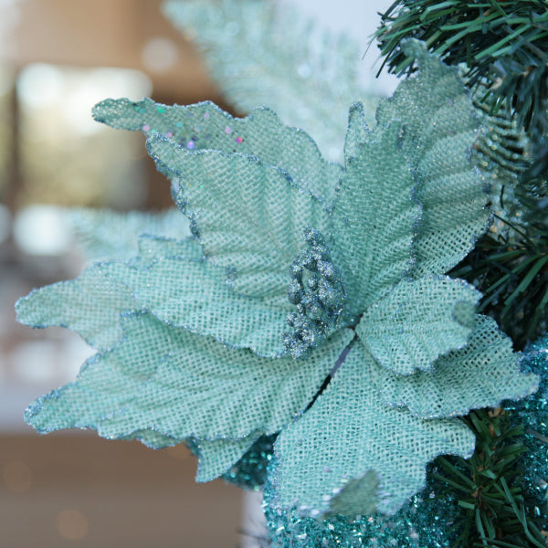 Seafoam Green Burlap Flower in Christmas by the Sea