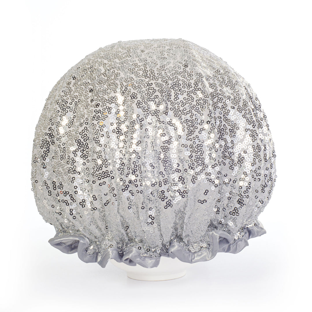 Silver Luxury Sequin Shower Cap