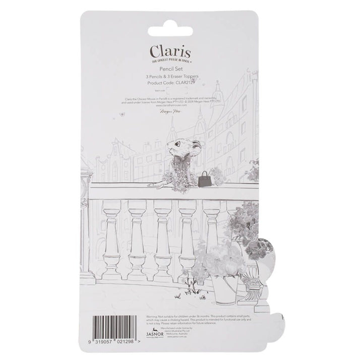 Set of 3 Pencils with Eraser Toppers - Claris