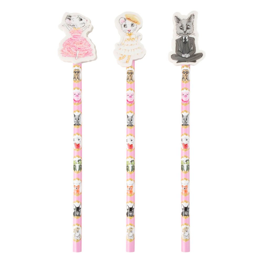 Set of 3 Pencils with Eraser Toppers - Claris