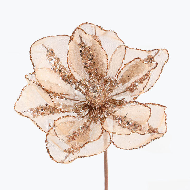 Sheer Magnolia with Rose Gold Sequin Detail