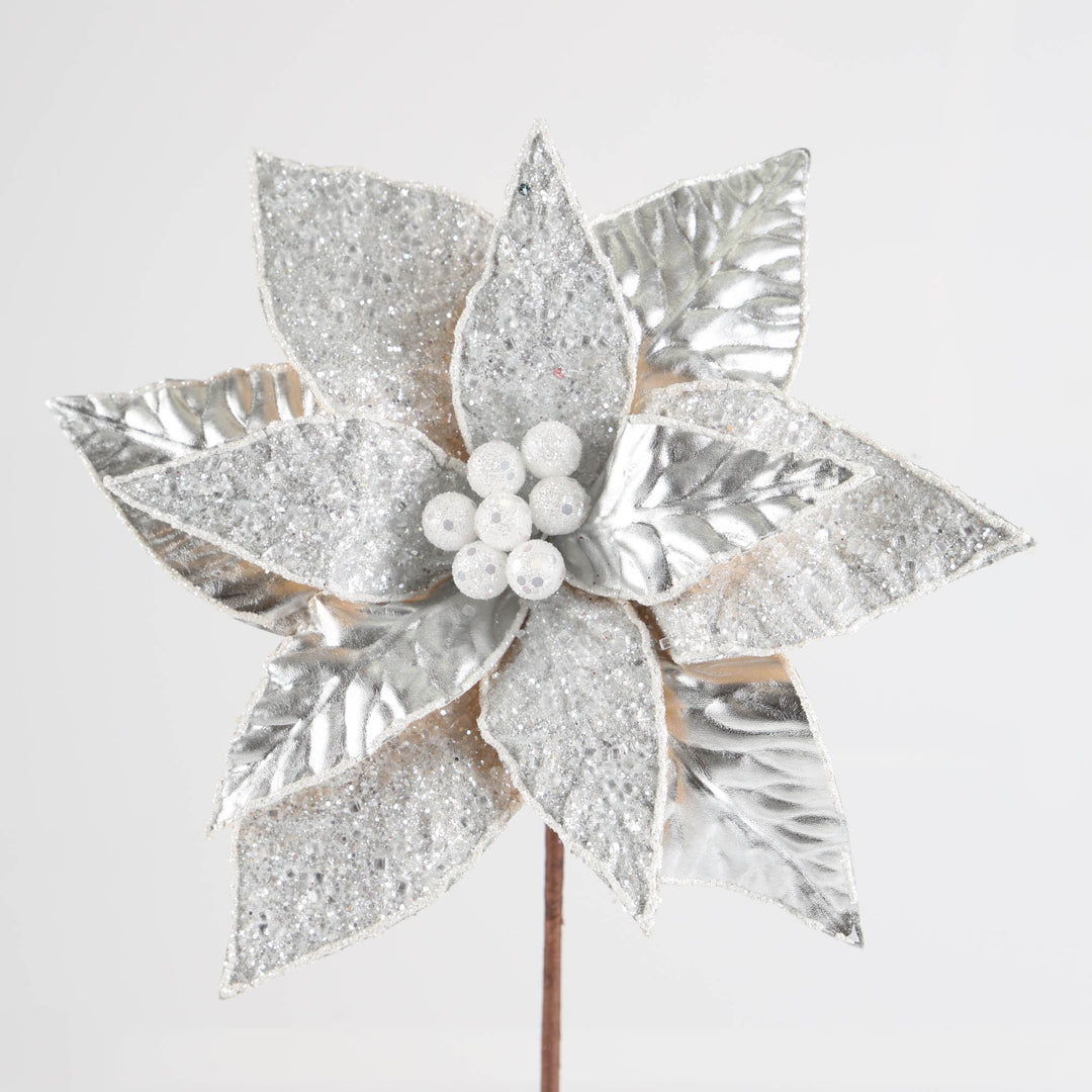 Shinny Silver Poinsettia Flower Stem