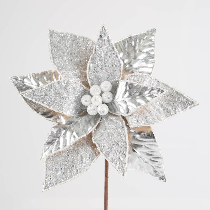 Shinny Silver Poinsettia Flower Stem