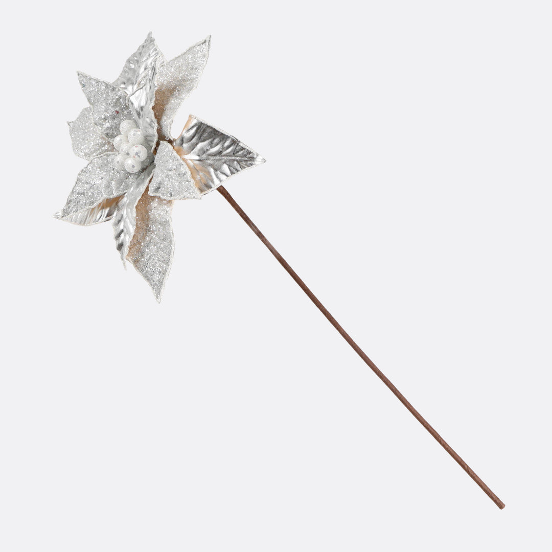 Shinny Silver Poinsettia Flower Stem