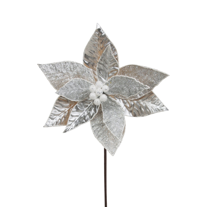 Shinny Silver Poinsettia Flower Stem