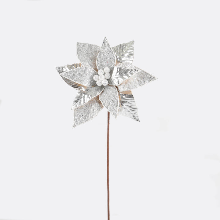 Shinny Silver Poinsettia Flower Stem