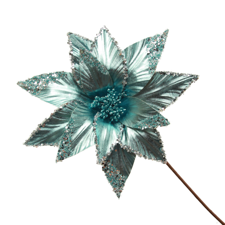 Shiny Blue Poinsettia Flower Stem