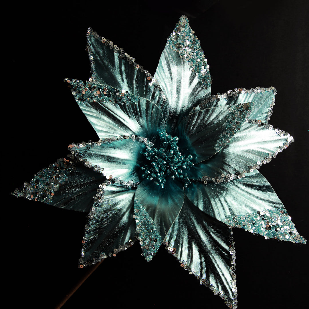 Shiny Blue Poinsettia Flower Stem
