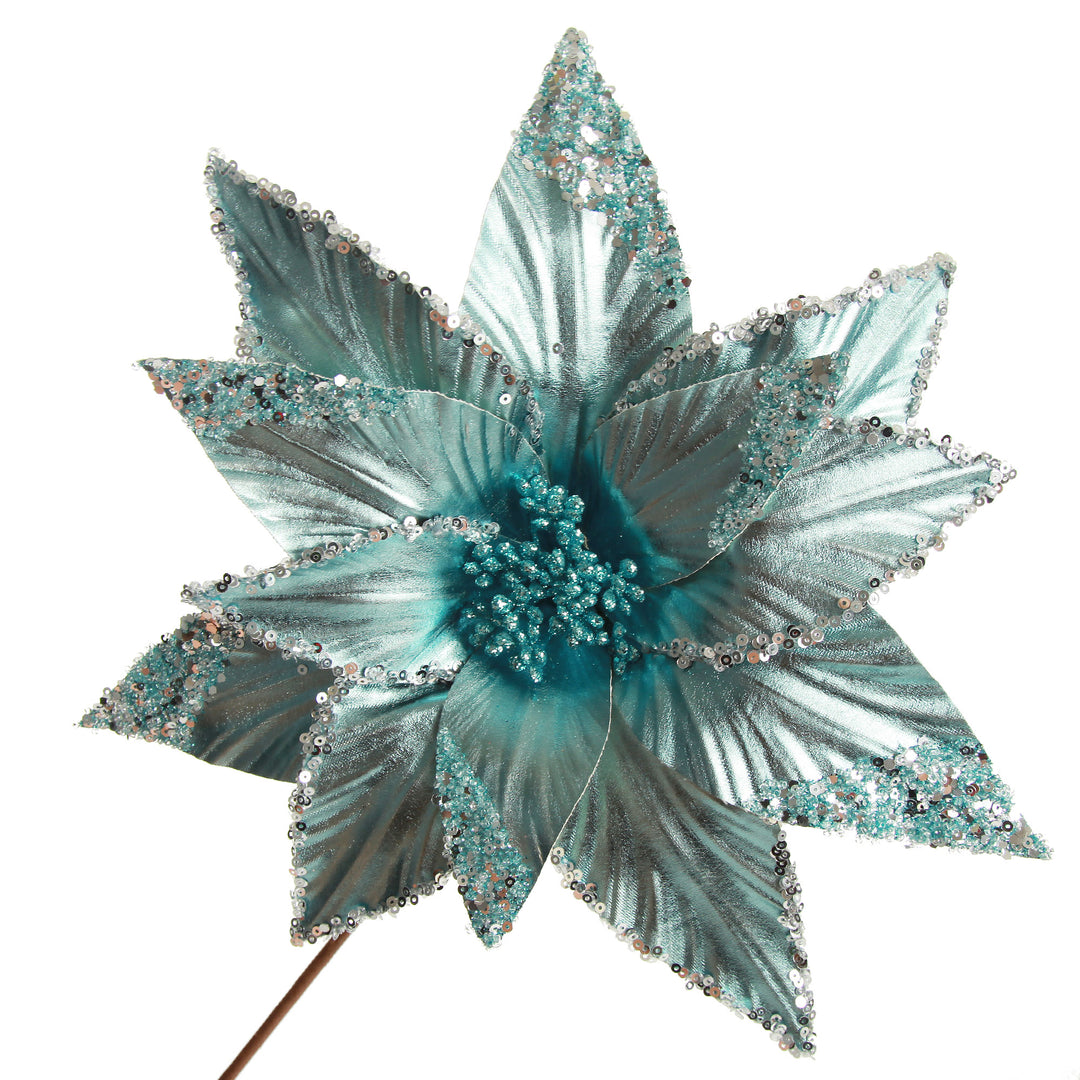 Shiny Blue Poinsettia Flower Stem