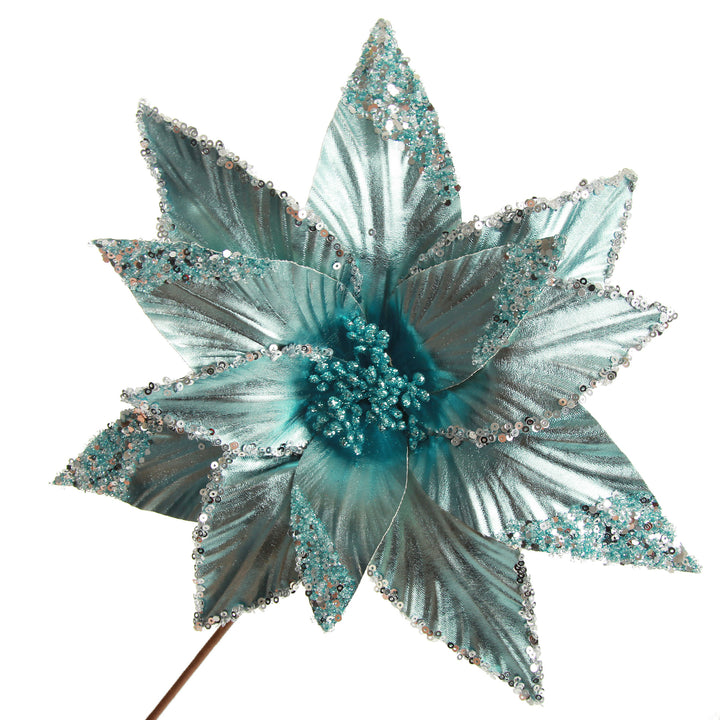 Shiny Blue Poinsettia Flower Stem