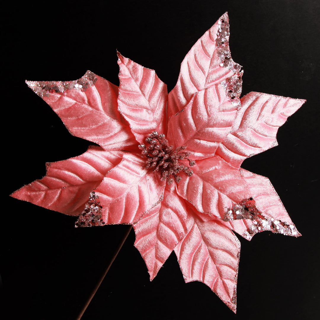 Shiny Blush Poinsettia Flower Stem