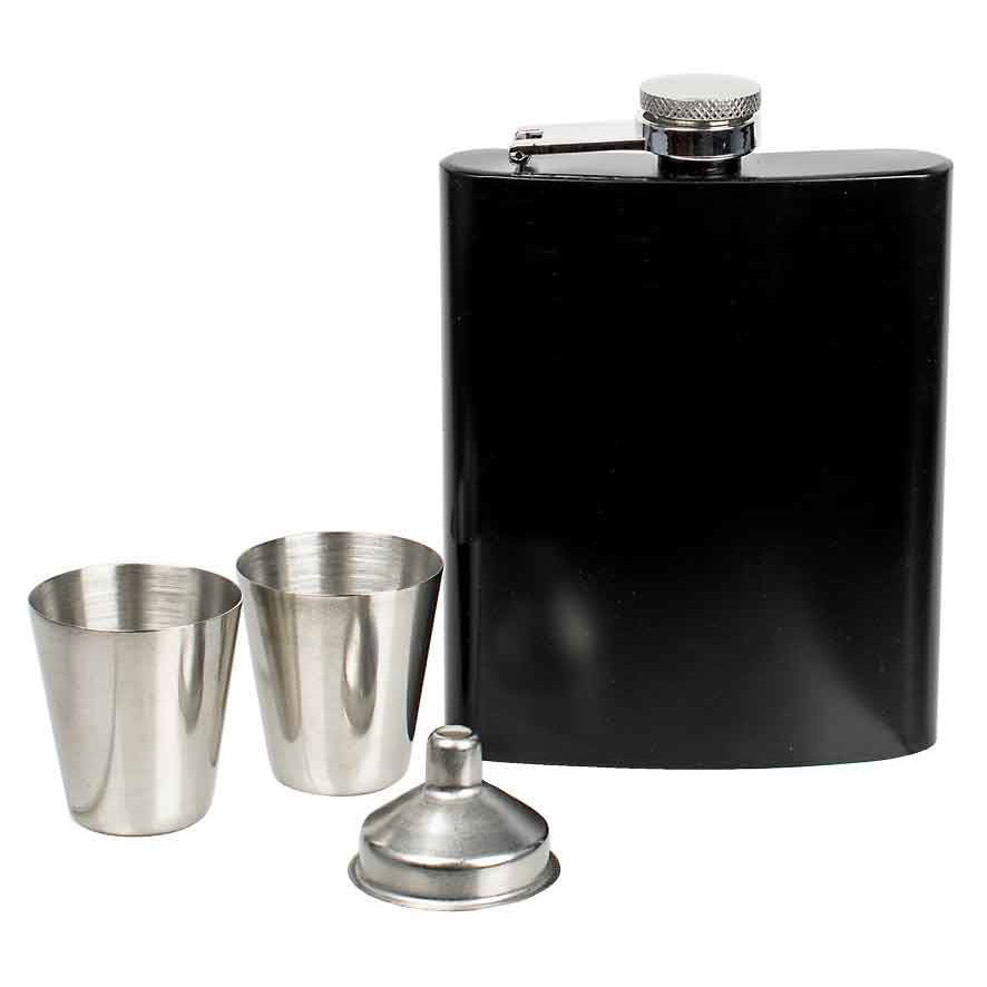 Personalised Any Age Birthday Hip Flask Set Wooden Gift Box