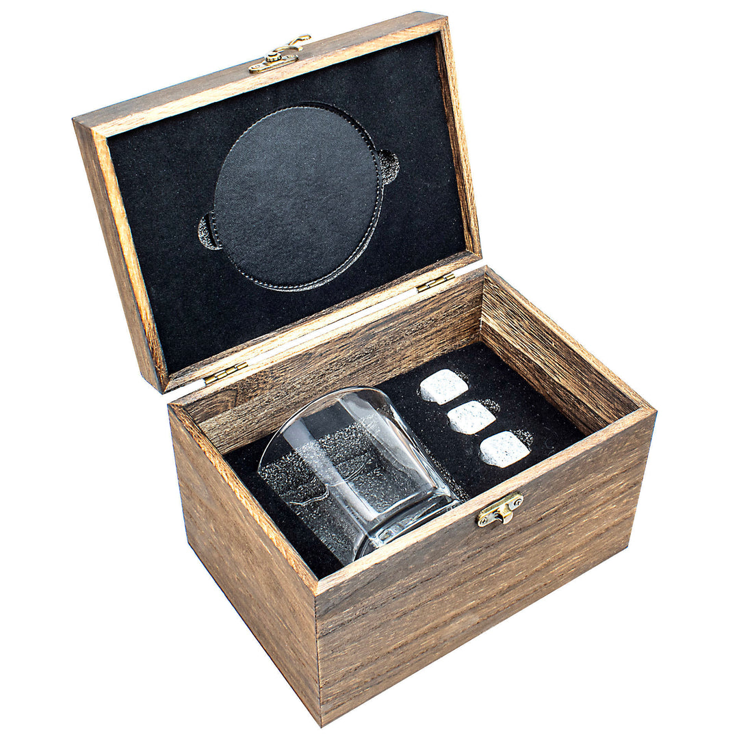 Signature Personalised Whisky Glass Gift Set with Stones and Coaster