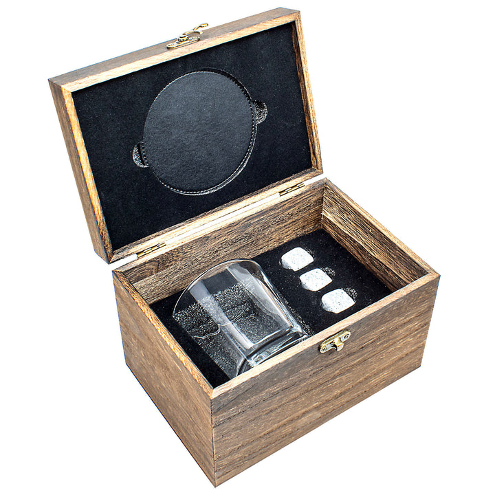 Signature Personalised Whisky Glass Gift Set with Stones and Coaster