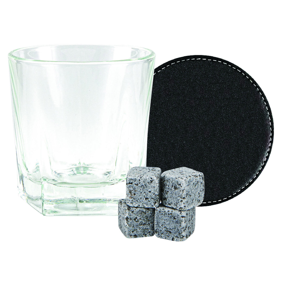 Signature Personalised Whisky Glass Gift Set with Stones and Coaster
