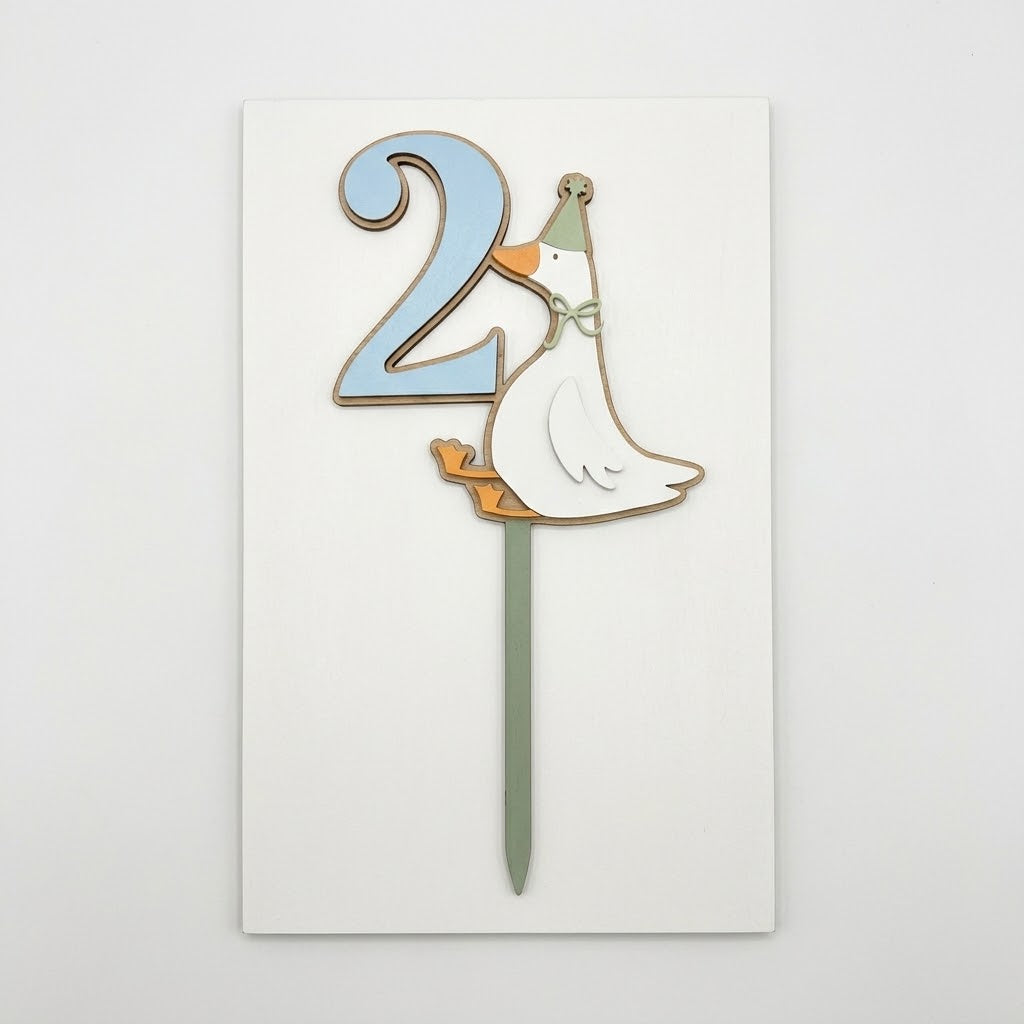 Silly Goose Acrylic Cut Double Layer Cake Topper