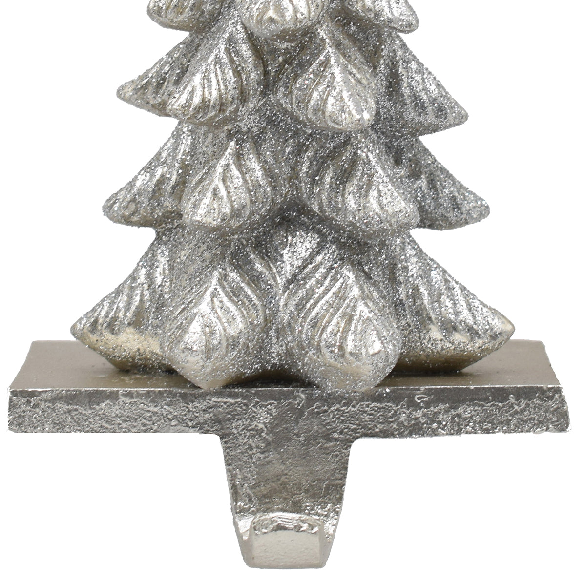 Silver 3D Christmas Tree Stocking Hanger