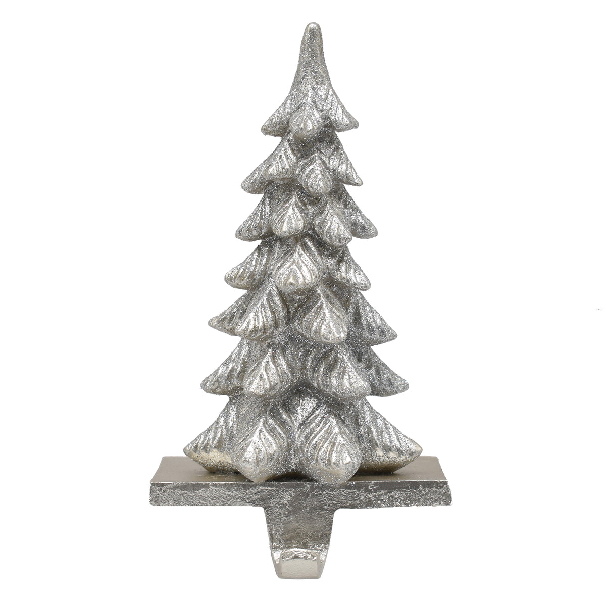 Silver 3D Christmas Tree Stocking Hanger