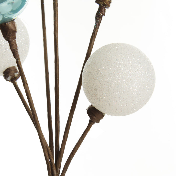 Silver and Blue Christmas Bauble Cluster Pick