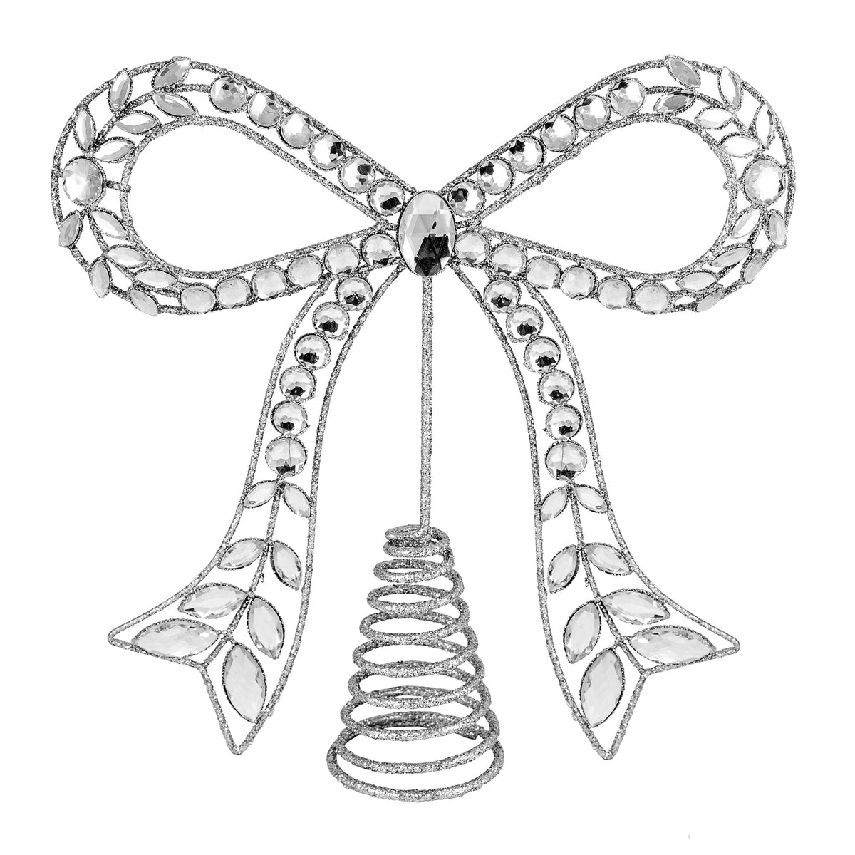 Silver and Crystal Bow Tree Topper